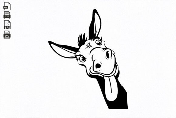 Donkey Svg, Funny Farm Animal Clipart in Graphics and Crafts