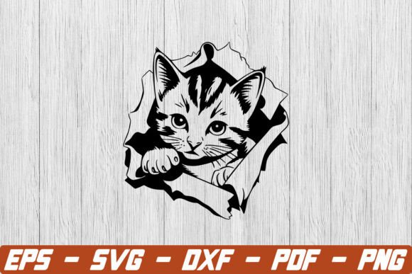 Kitty on the Wall SVG, Funny Cat SVG Graphics and Crafts