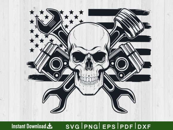 US Mechanic Skull Svg, Funny Gift Graphics and Crafts